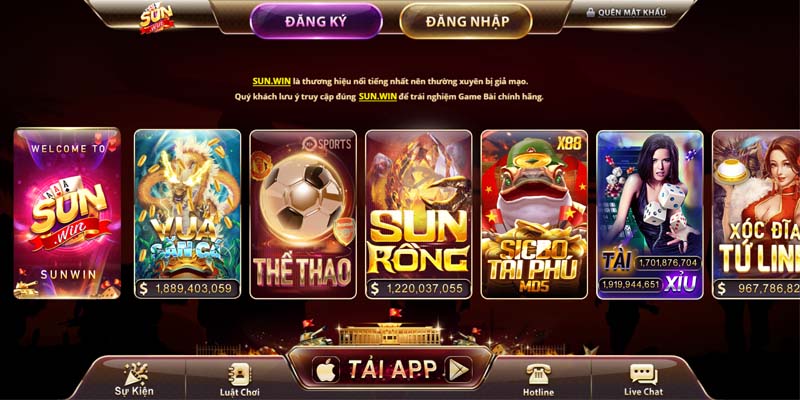 Danh Mục Trò Chơi Tại Cổng Game SUNWIN